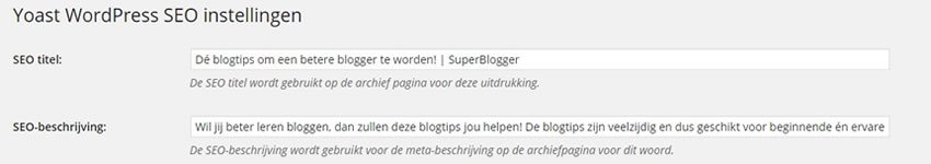 WordPress SEO categorieën