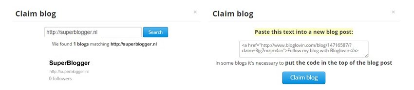 Blog claimen Bloglovin