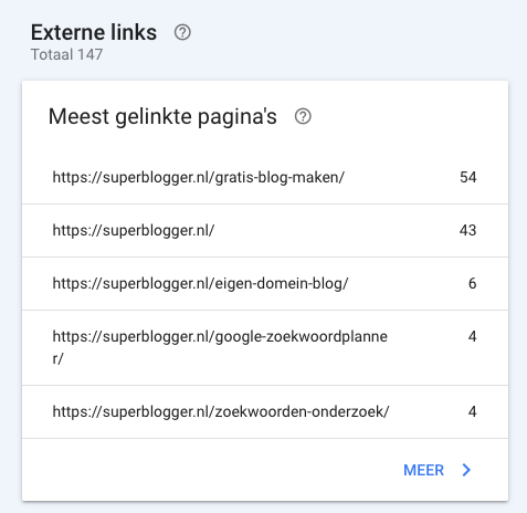 Externe links Google Search Console